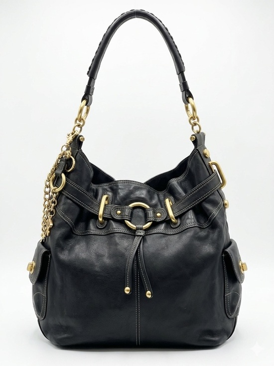 B. Makowsky all leather bag with Gold hardware main image 6